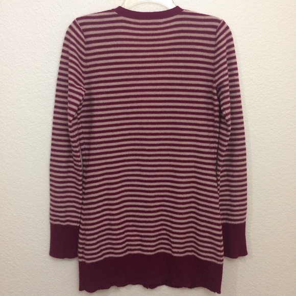 Joie 100% Cashmere Long Cardigan Stripes Pockets - Picture 4 of 8